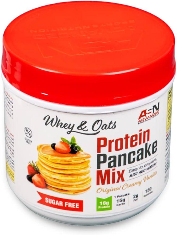 ASN Protein Pancake Mix – Whey & Oats – Sugar Free – Original Creamy Vanilla – 18g Protein per Serving